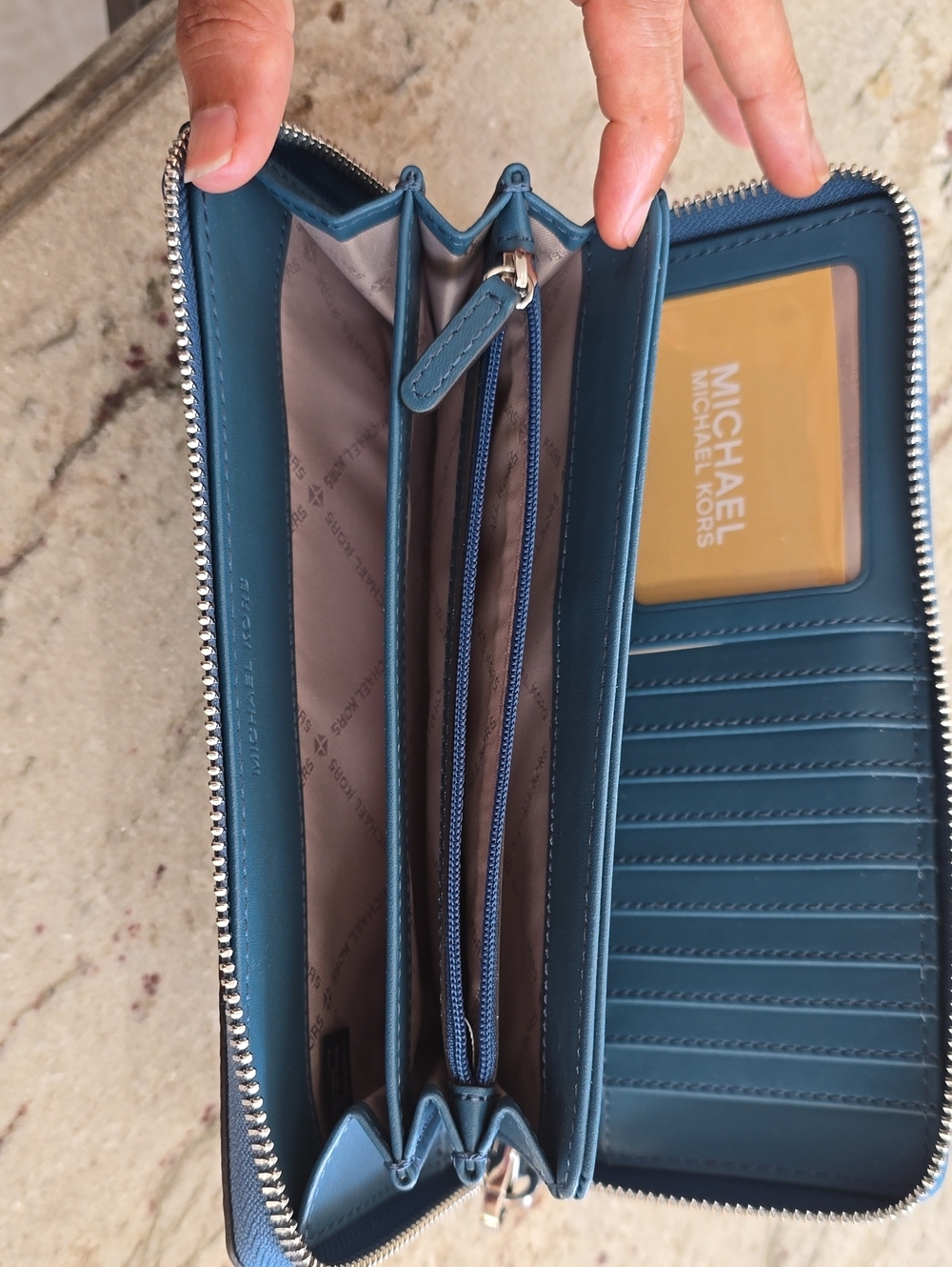 Michael Kors Turquoise Pebbled Leather Wristlet Wallet - Picture 7 of 7